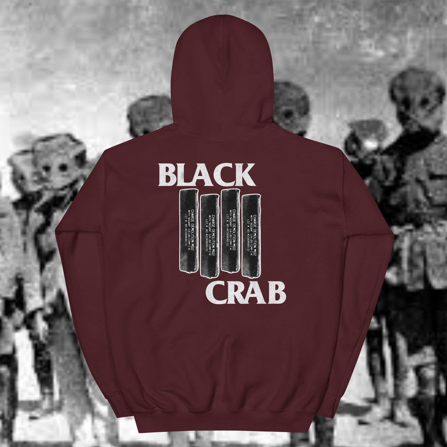 Black Crab (White Font) Work Hoodie